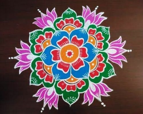 Colorful Lotus Rangoli Design