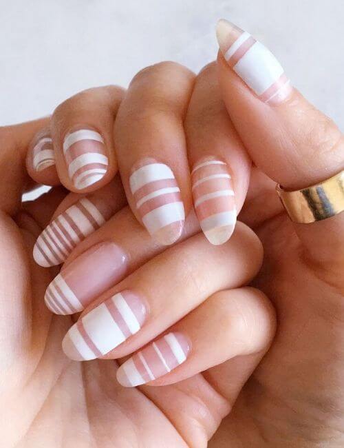 French manicure with extra stripes