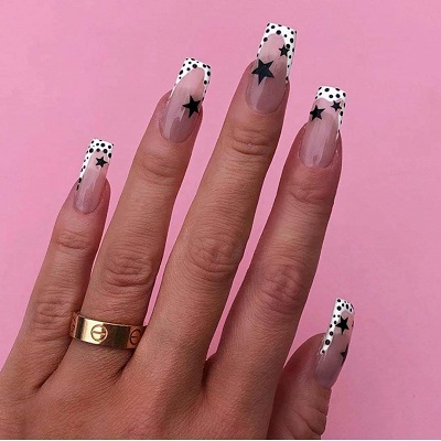 Long Nails Polk dotted Designs