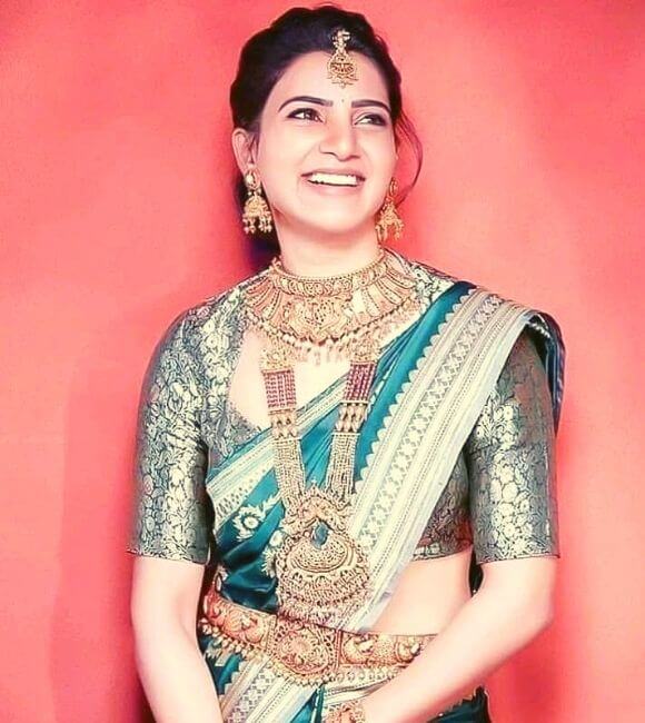 Samantha in saree with jewelery