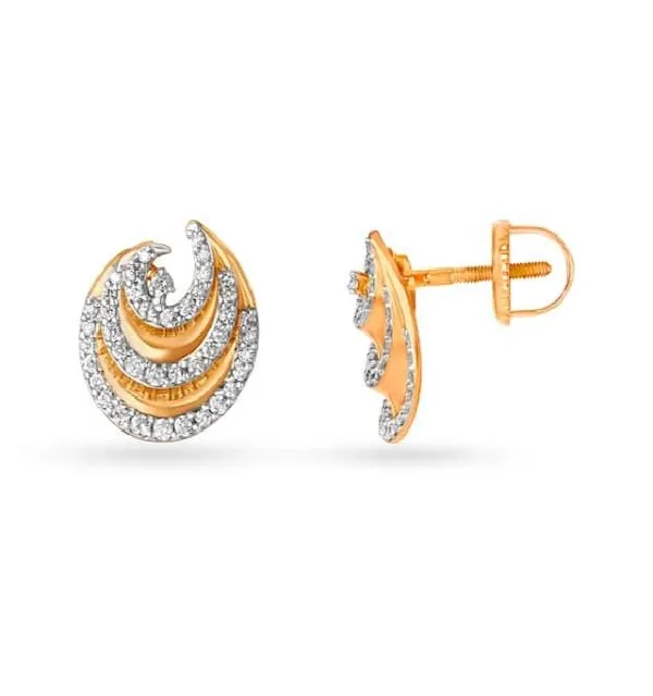 Glide Gracefully In 18kt Gold & Diamond Studded Earrings