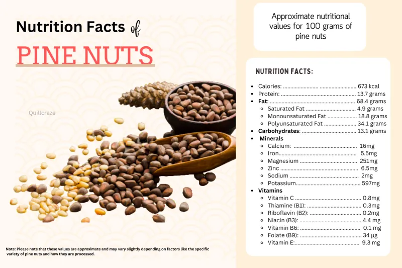 Nutrition facts of pine nuts